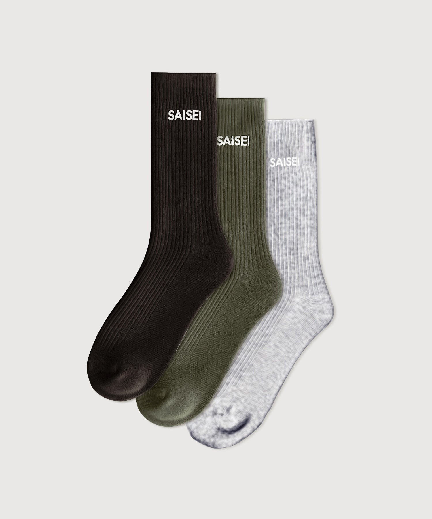 Soft Rib Socks - 3 Pack - Brown / Khaki / Heather Grey