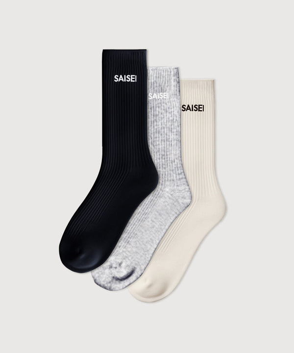 Soft Rib Socks - 3 Pack - Navy / Heather Grey / White
