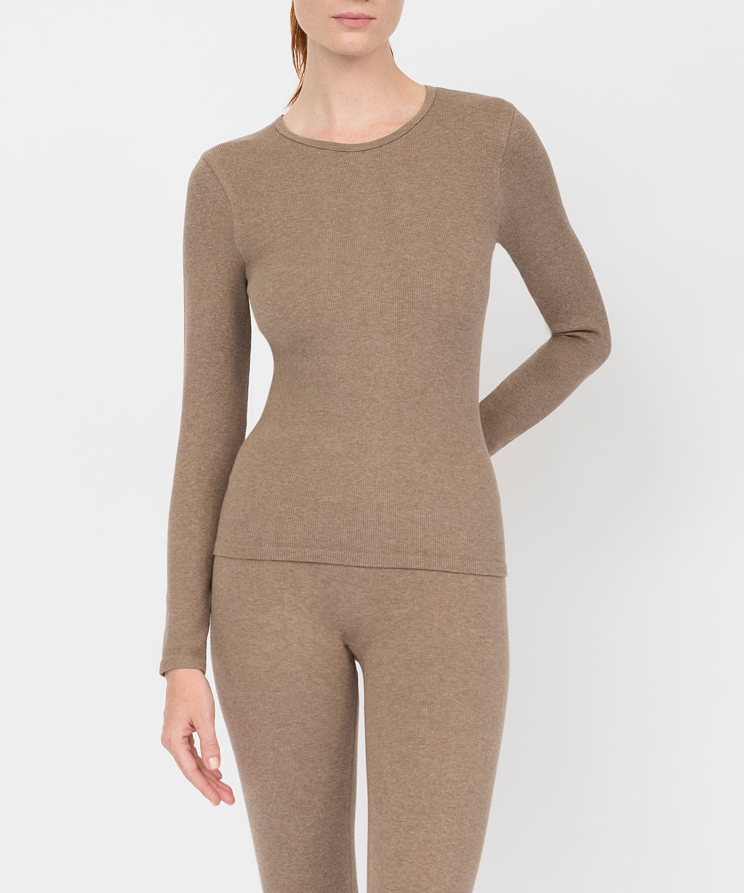 Anja Long Sleeve Top - Hazelnut Melange