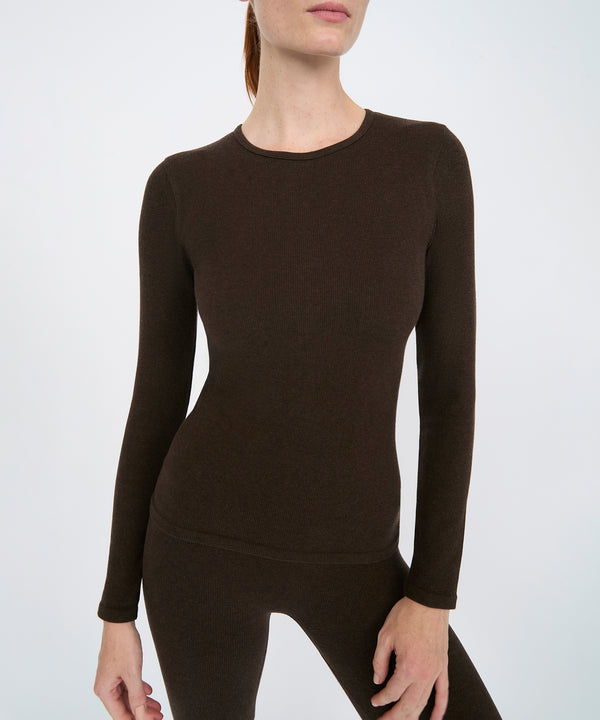 Anja Long Sleeve Top - Sepia Melange