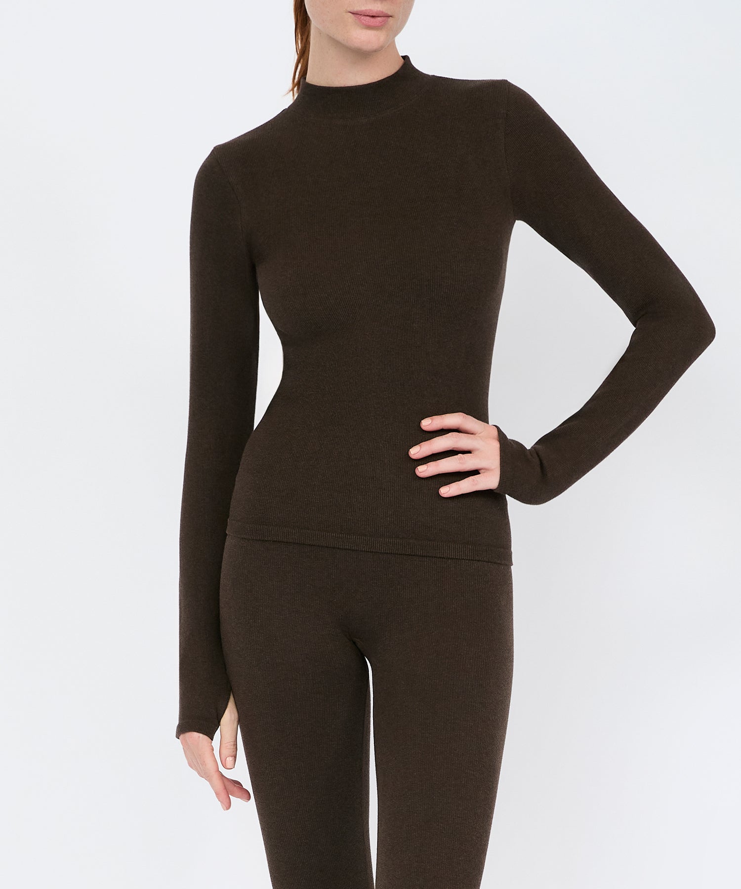 Anja Long Sleeve Top - Sepia Melange