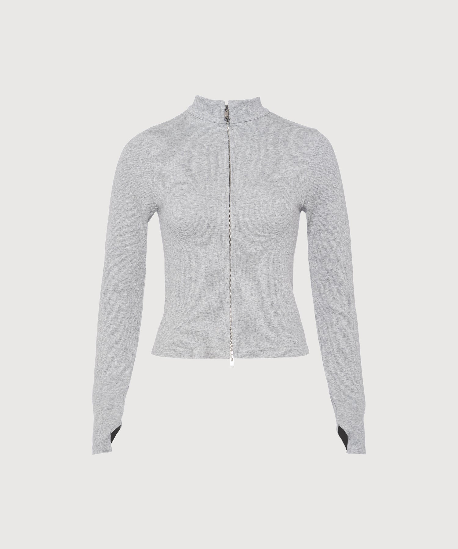 Tilda Crop Full Zip Jacket - Grey Melange