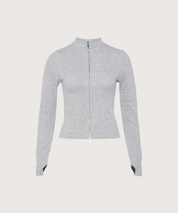 Tilda Crop Full Zip Jacket - Grey Melange