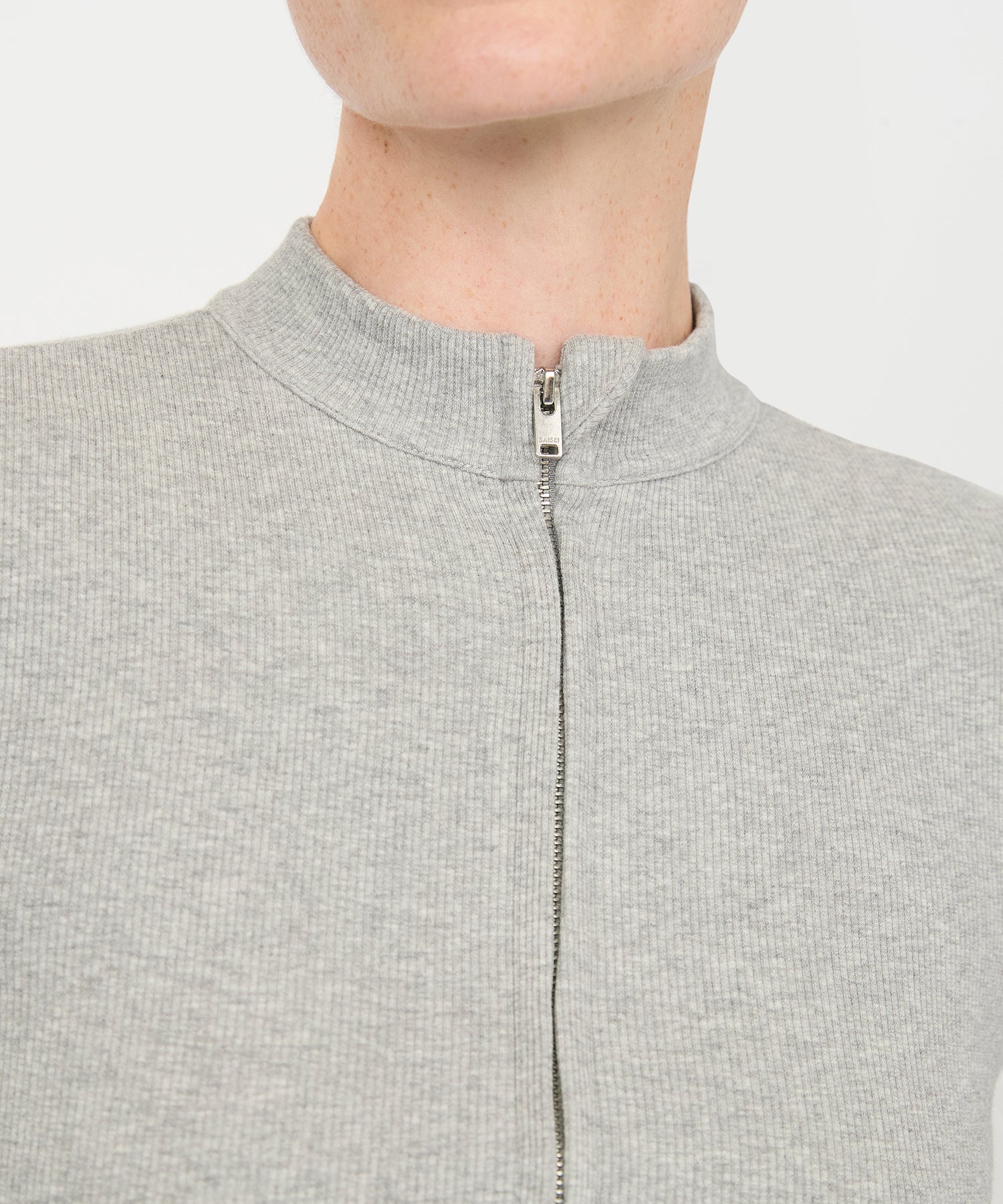 Tilda Crop Full Zip Jacket - Grey Melange