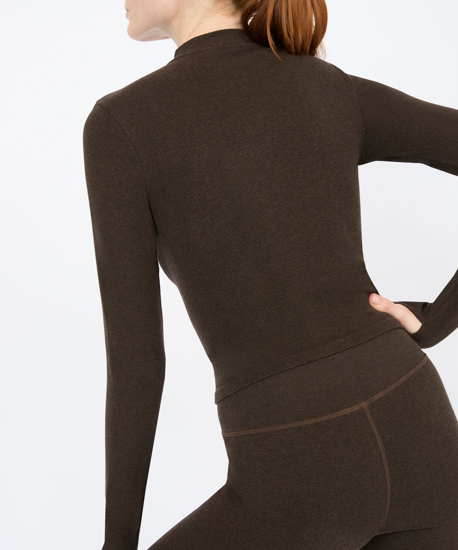 Tilda Crop Full Zip Jacket - Sepia Melange