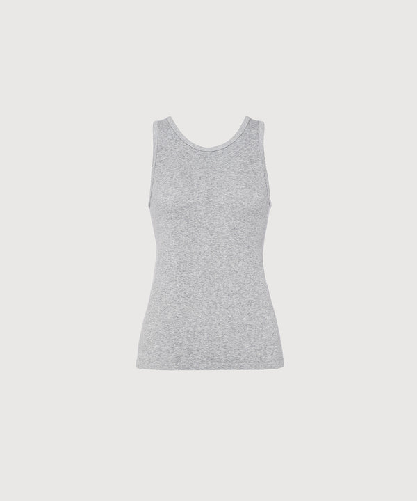 Carly High Neck Tank - Grey Melange