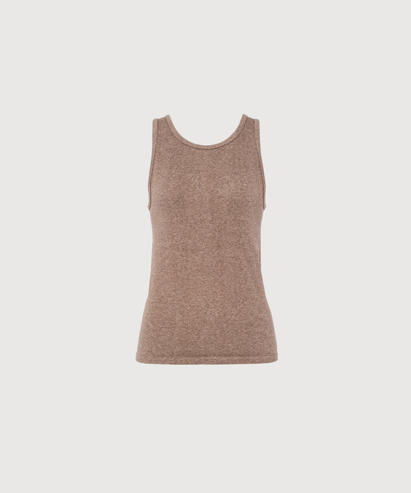 Carly High Neck Tank - Hazelnut Melange