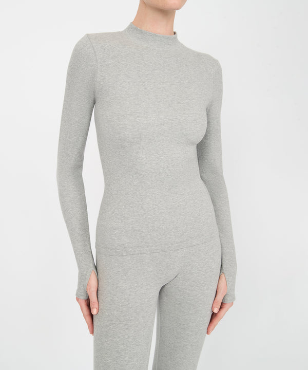 Eve Turtleneck Top - Grey Melange