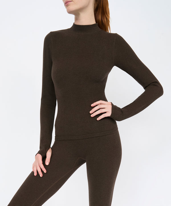Eve Turtleneck Top - Sepia Melange