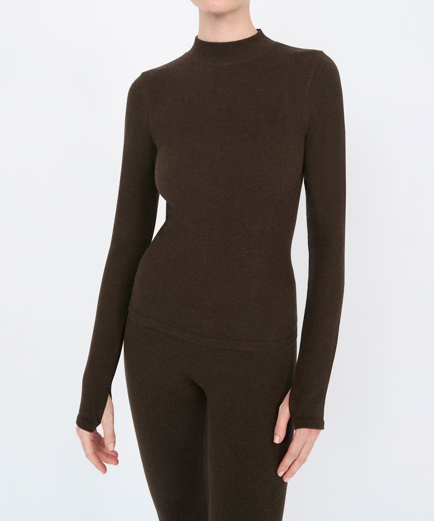 Eve Turtleneck Top - Sepia Melange