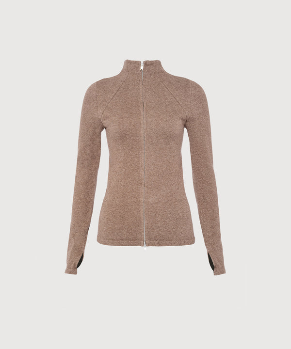 Juliette Seam Full Zip Jacket - Hazelnut Melange