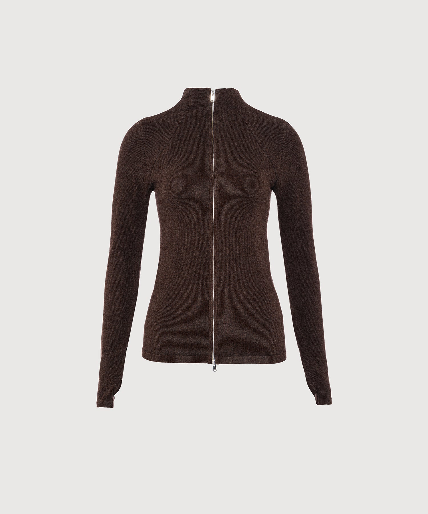 Juliette Seam Full Zip Jacket - Sepia Melange