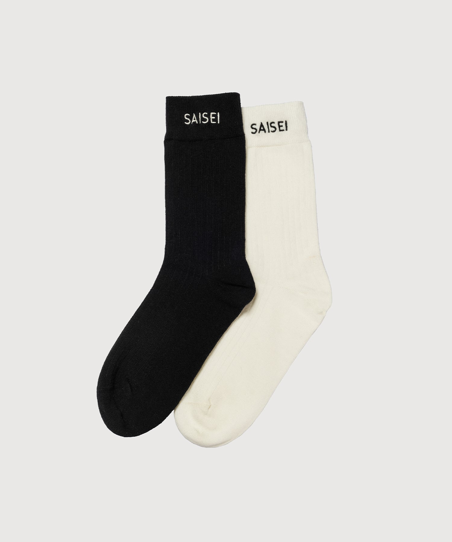 Essential Rib Comfort Socks - 2 Pack - Black / White