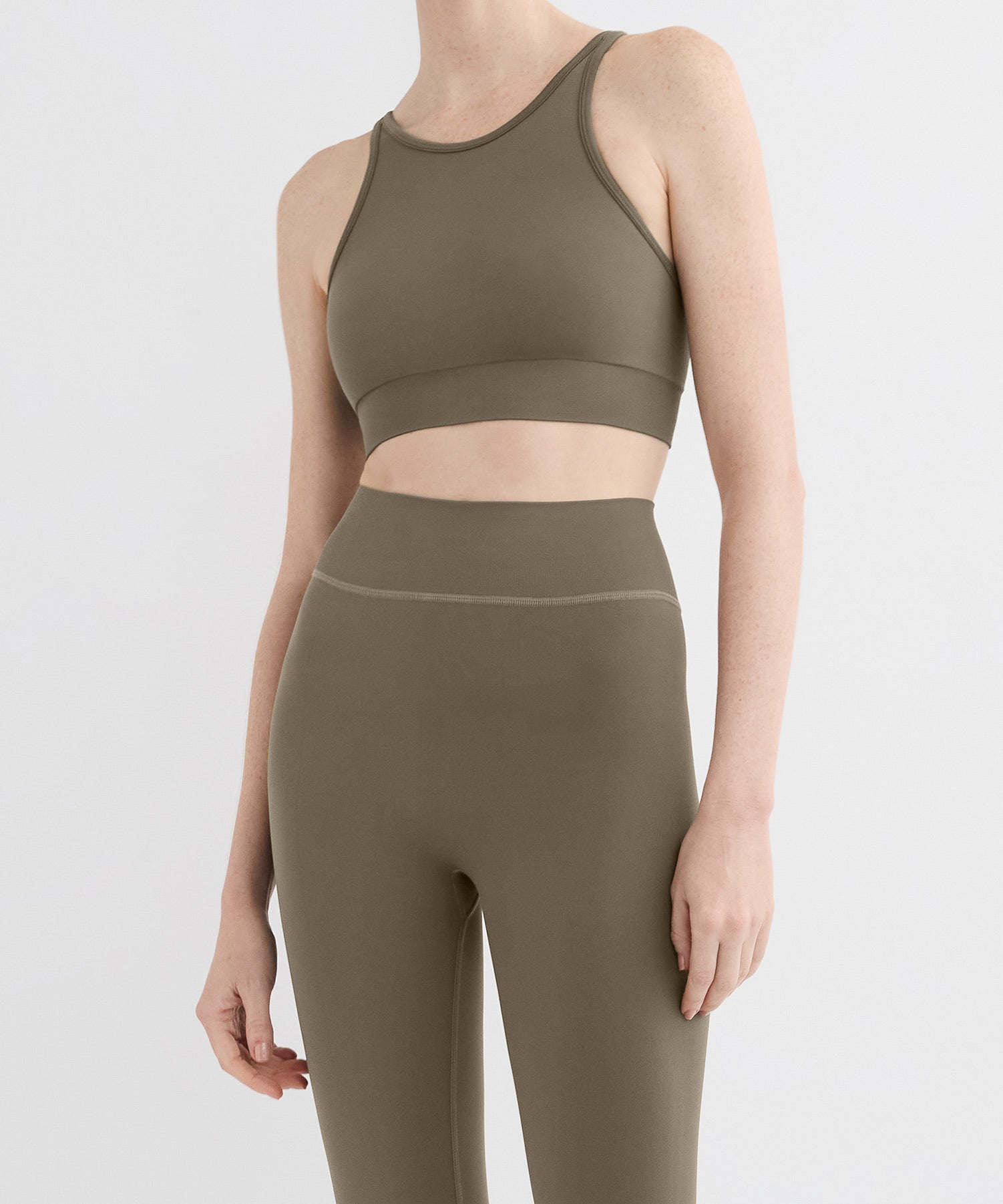 Performance High Neck Sports Bra - Olive