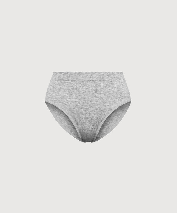 Seamless Cotton High Waist Brief - Heather Grey