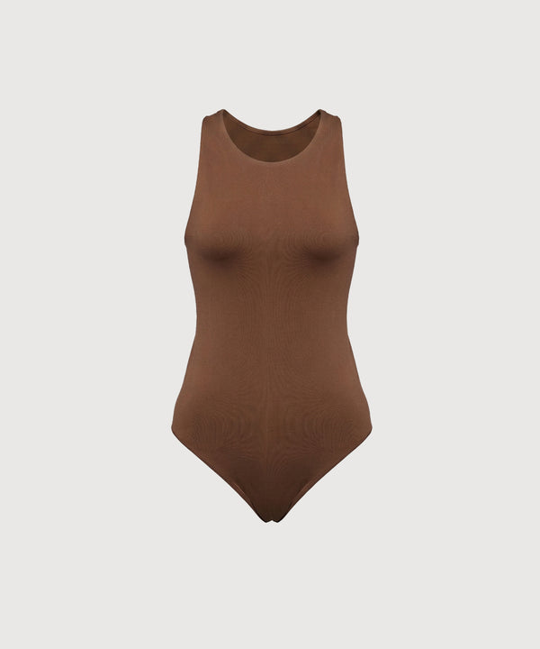 High Neck Bodysuit - Dark Earth