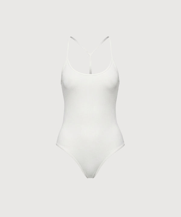 T-Back Seamless Cotton Bodysuit - Pearl