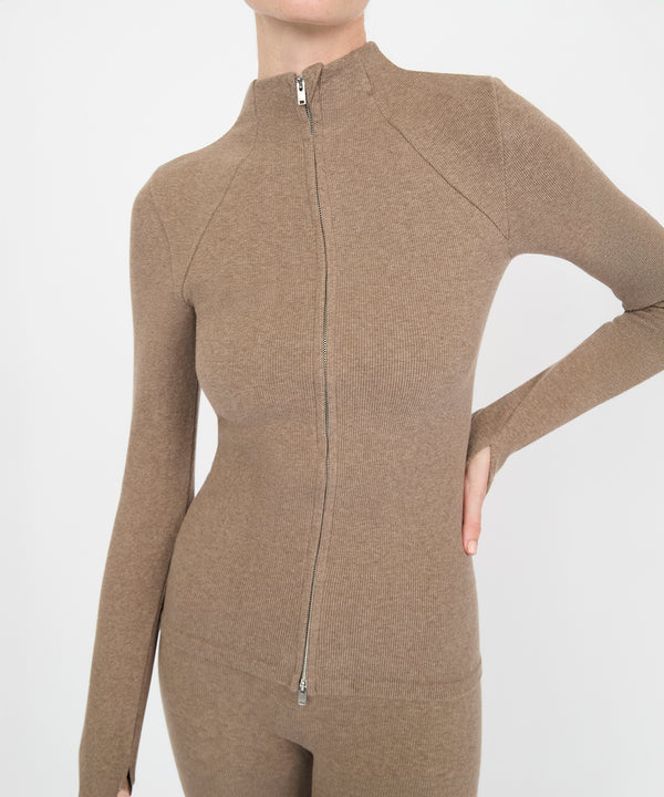 Juliette Seam Full Zip Jacket - Hazelnut Melange