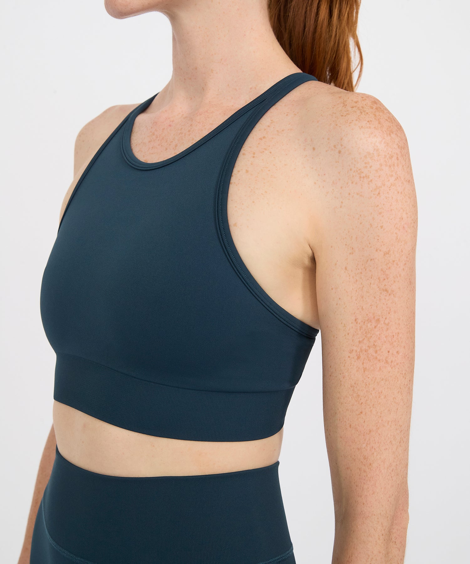 High Neck Movement Bra - Teal Blue
