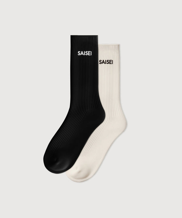 Essential Rib Comfort Sock - 2 Pack - Black / White