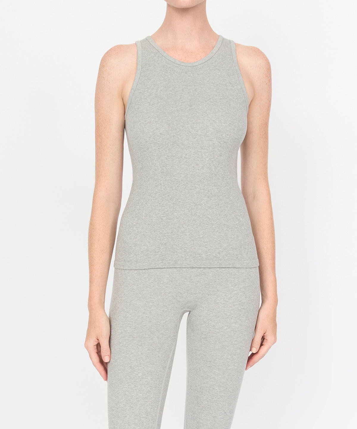Carly High Neck Tank - Grey Melange