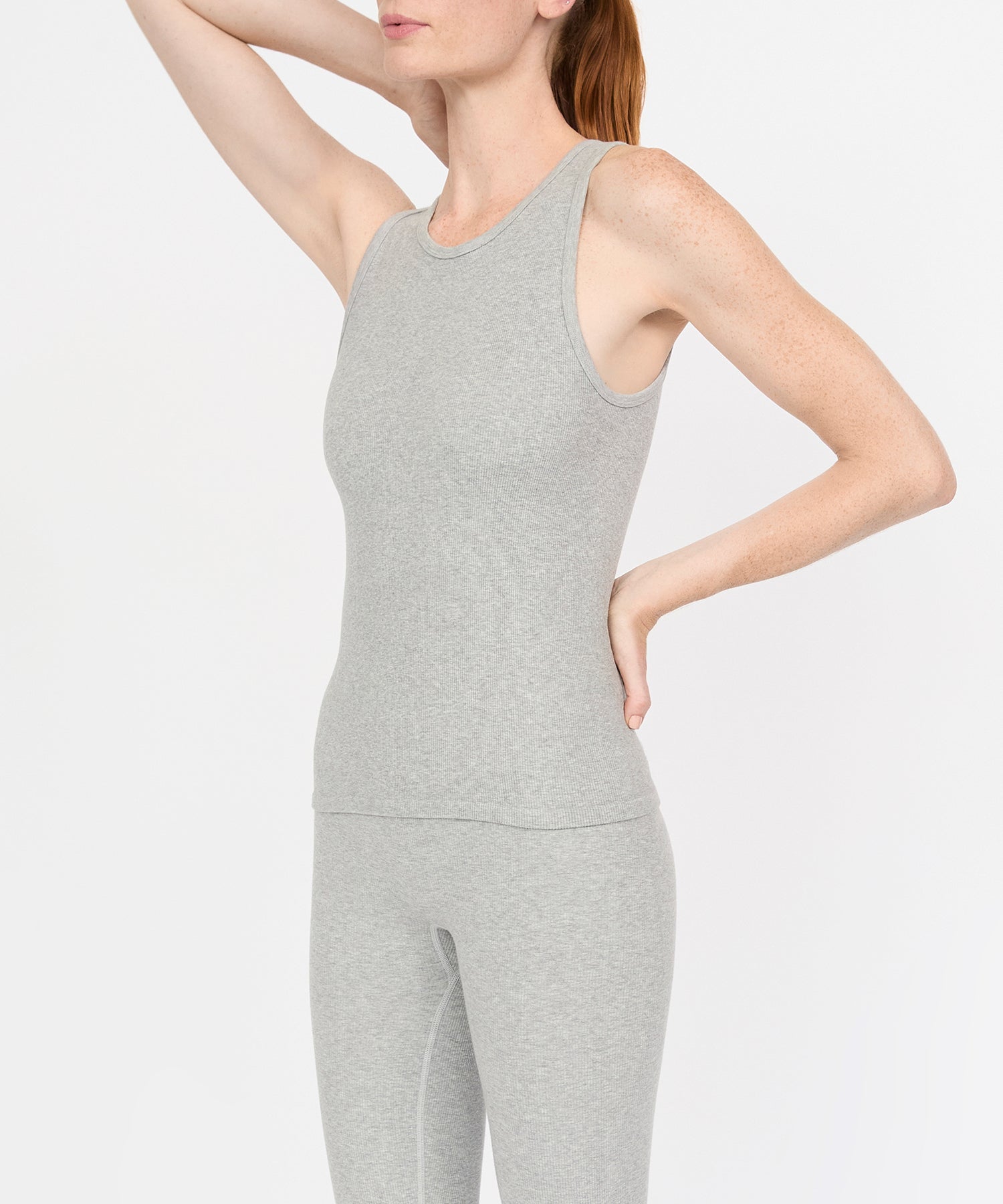 Carly High Neck Tank - Grey Melange