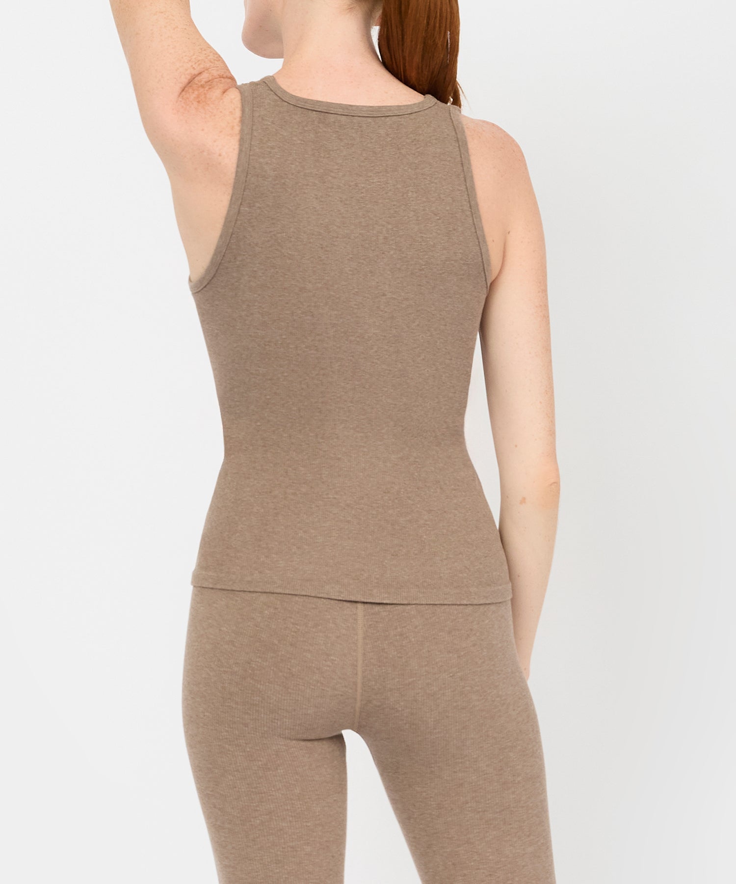 Carly High Neck Tank - Hazelnut Melange