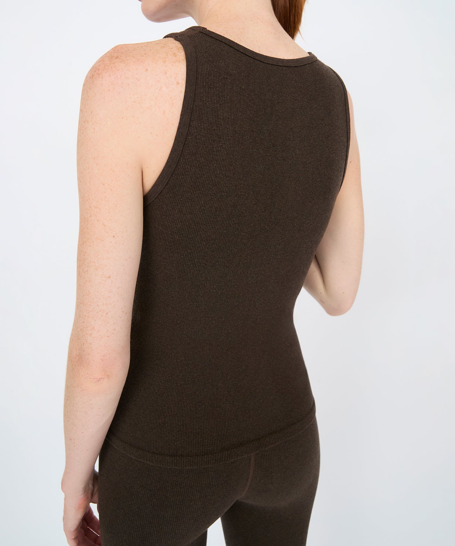 Carly High Neck Tank - Sepia Melange
