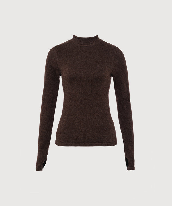 Eve Turtleneck Top - Sepia Melange