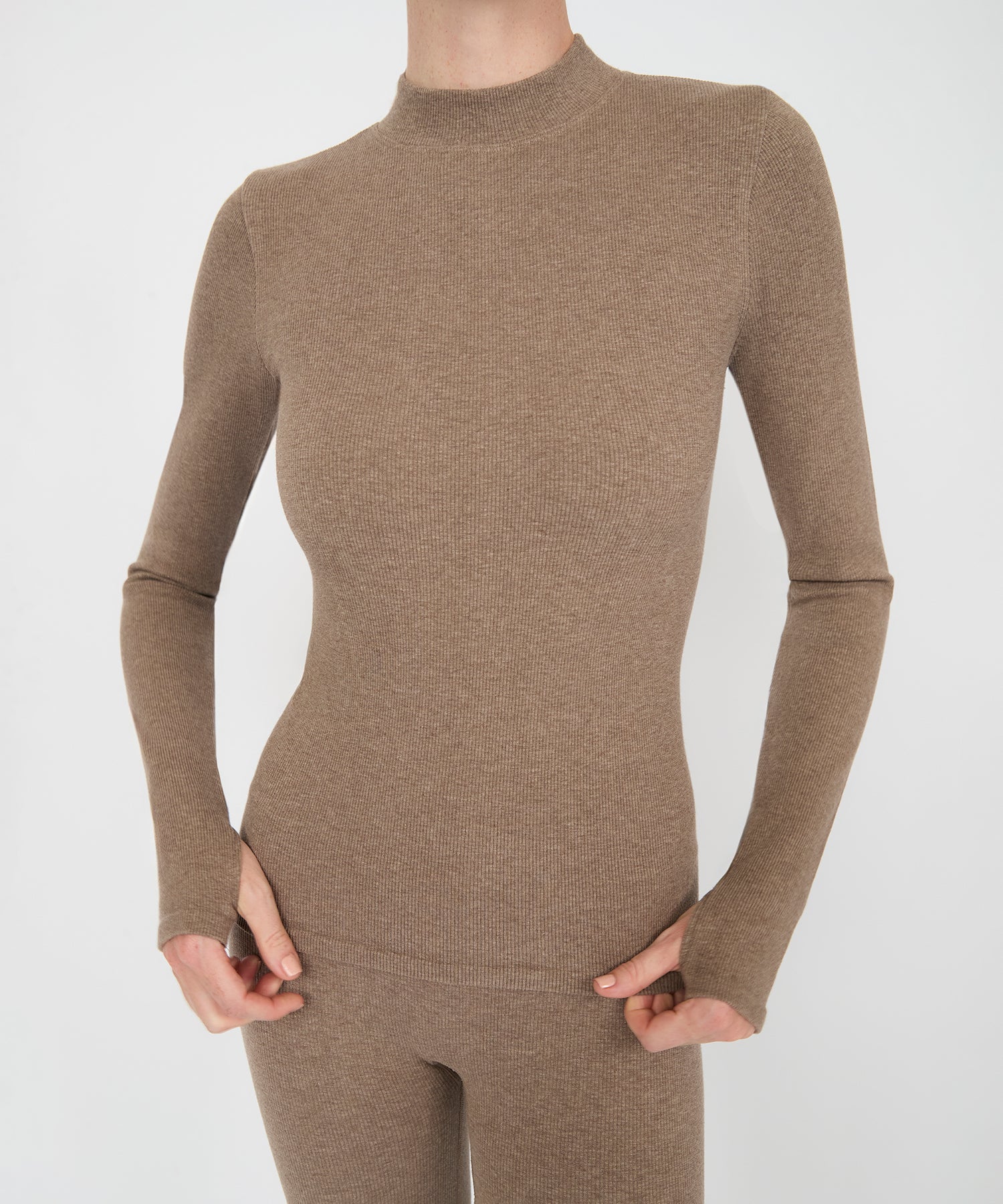 Eve Turtleneck Top - Hazelnut Melange