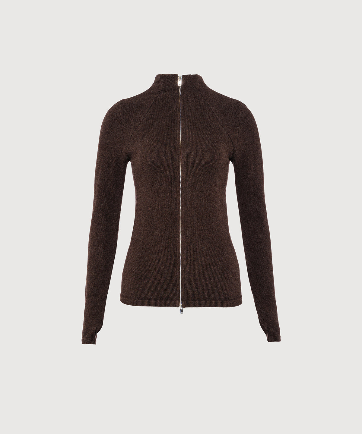 Juliette Seam Full Zip Jacket - Sepia Melange