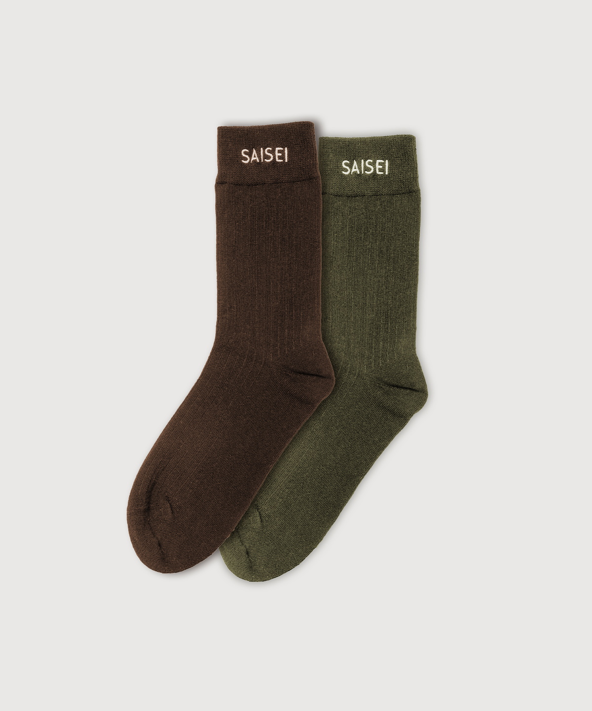 Essential Rib Comfort Socks- 2 Pack - Brown / Khaki