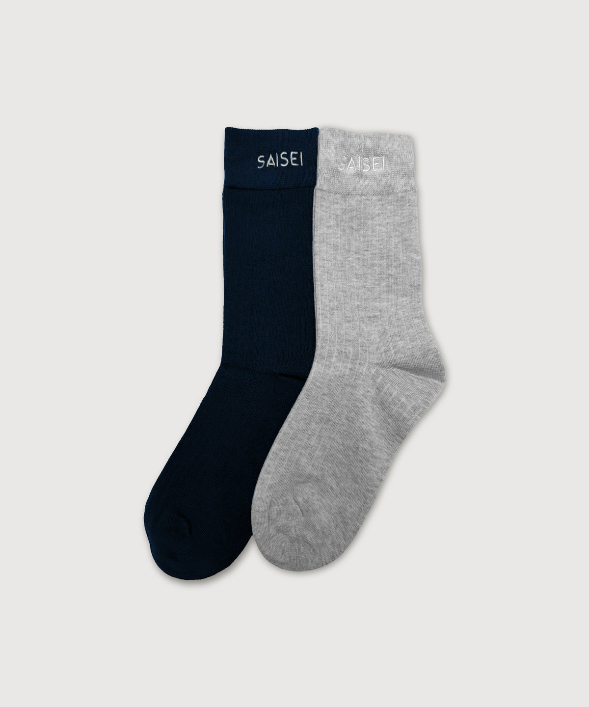 Essential Rib Comfort Socks - 2 Pack - Heather Grey / Navy