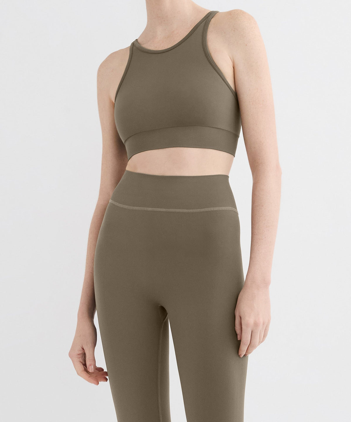 Performance High Neck Sports Bra - Olive