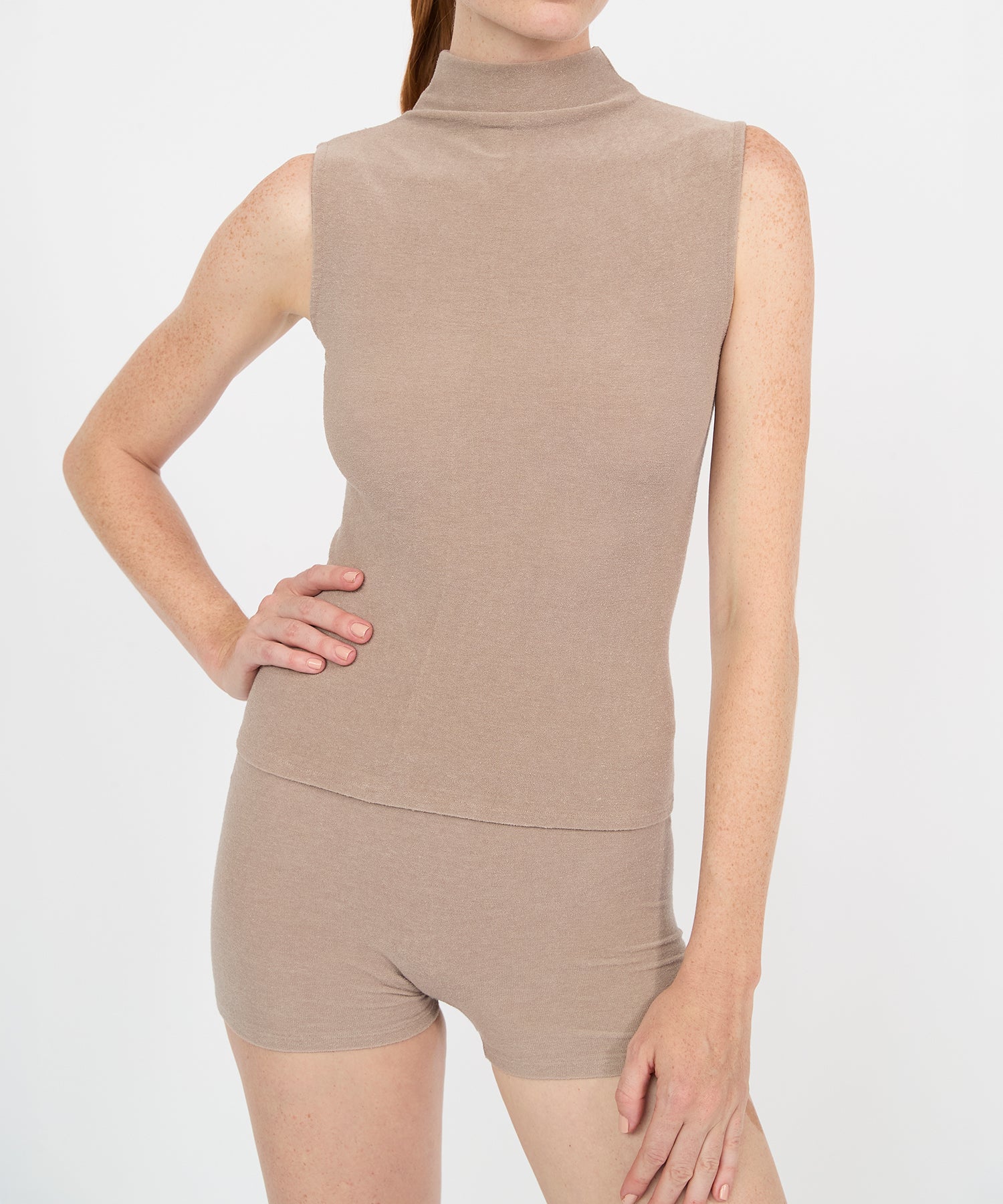 Gloria High Neck Tank - Latte