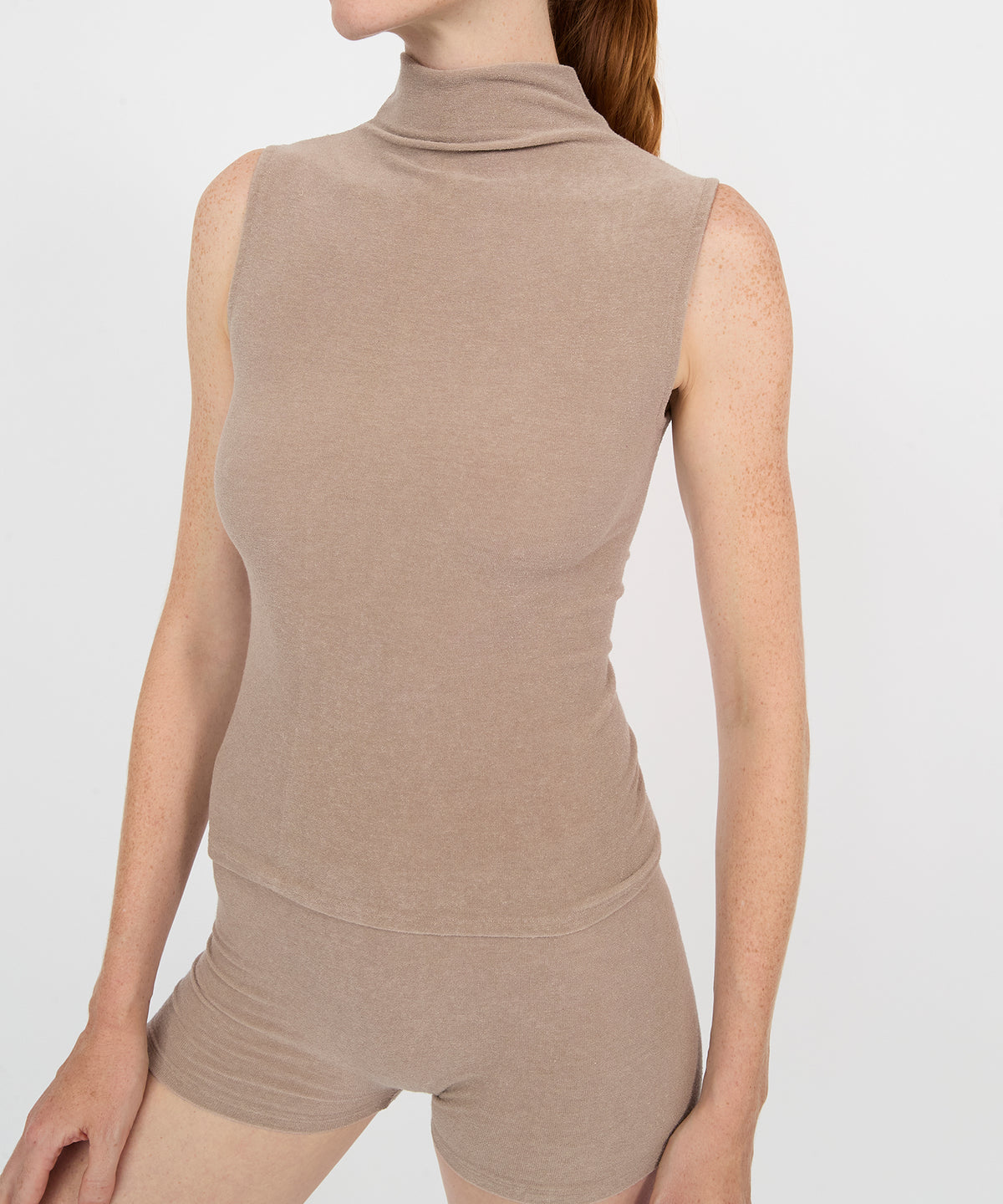 Gloria High Neck Tank - Latte