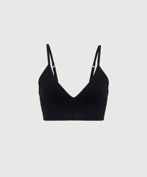 Seamless Cotton Triangle Bra - Black