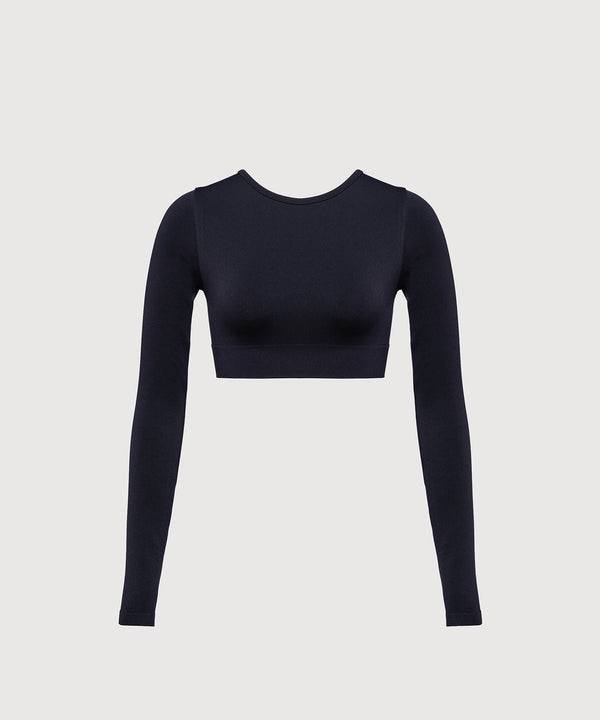 3/4 Sleeve Movement Crop Top - Black