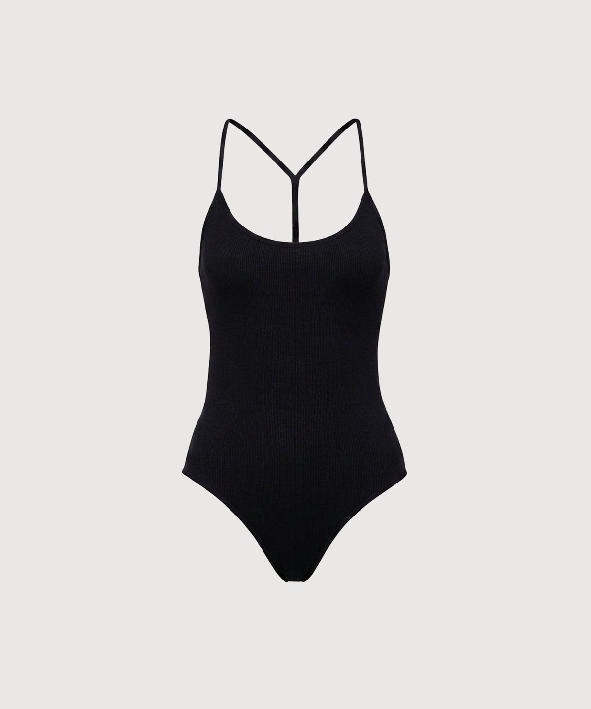 T-Back Seamless Cotton Bodysuit - Black