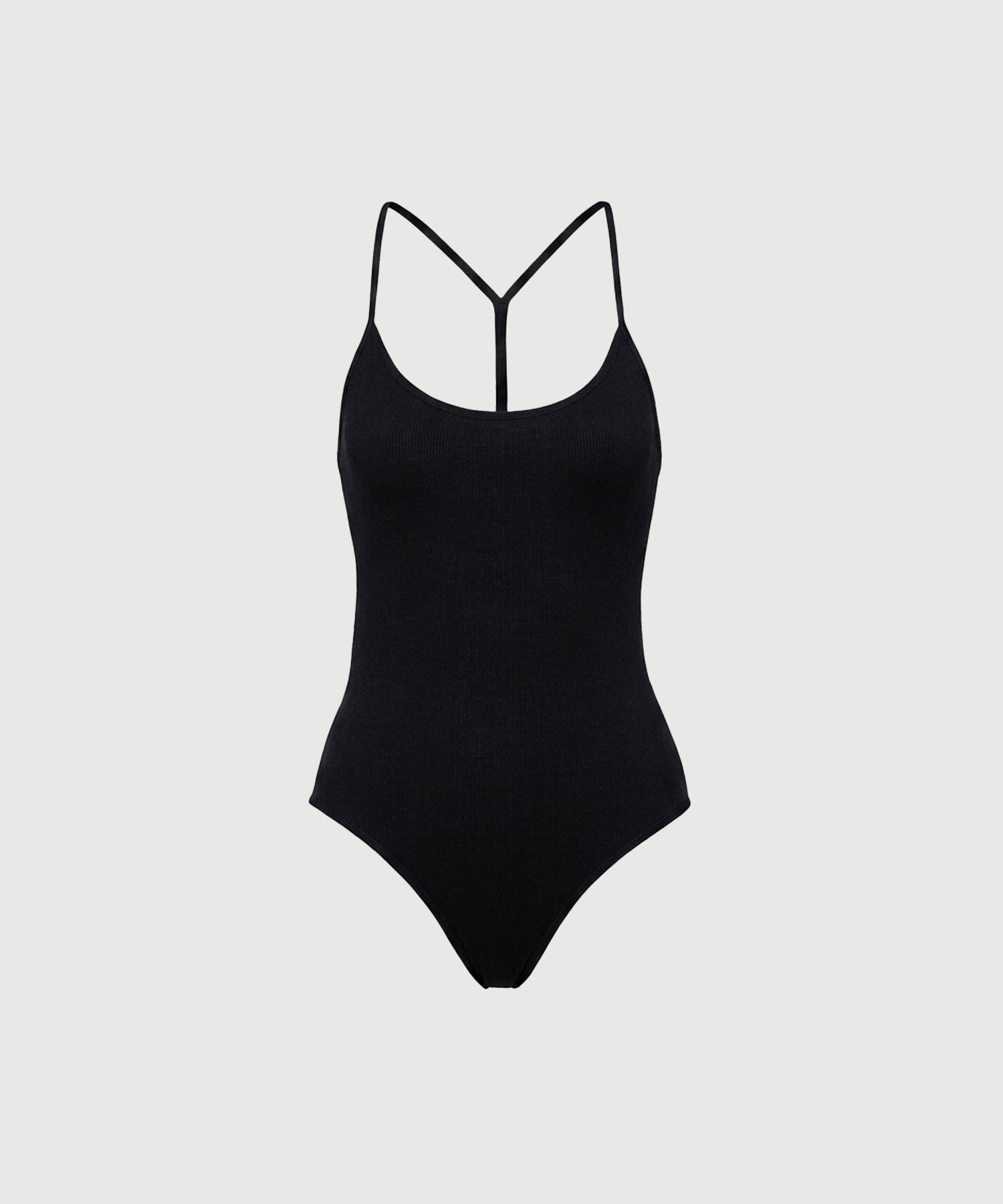 T-Back Seamless Cotton Bodysuit - Black