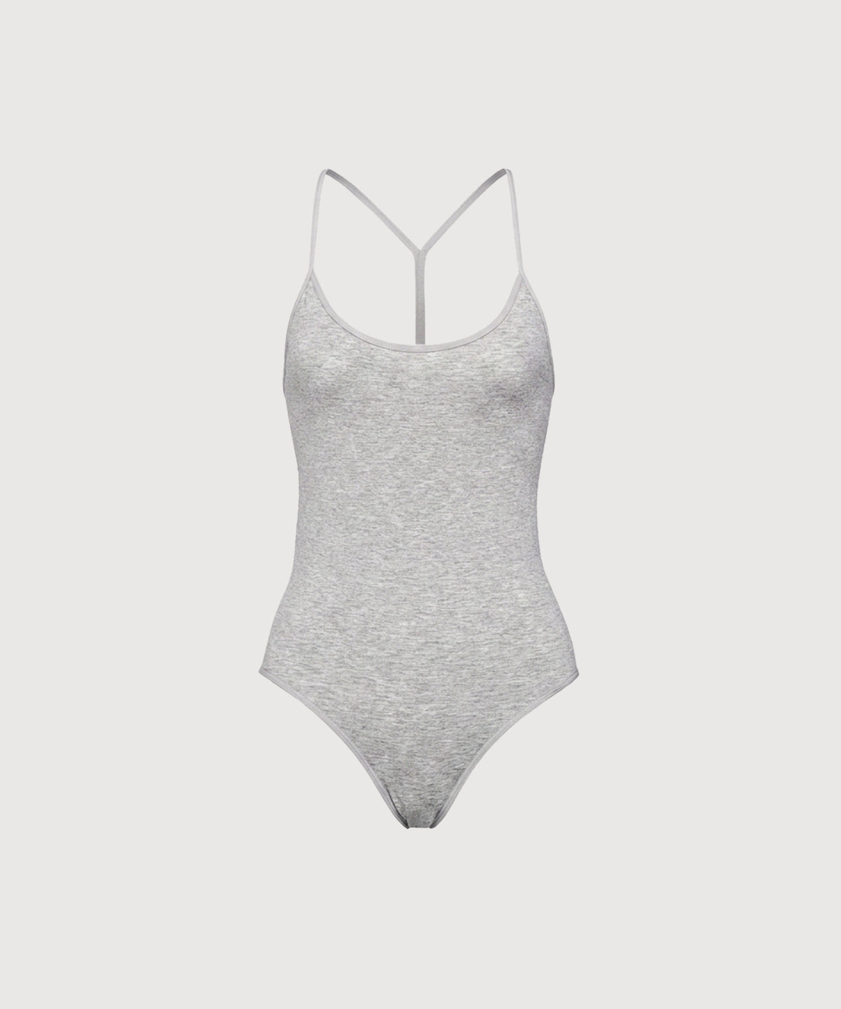 T-Back Seamless Cotton Bodysuit - Heather Grey