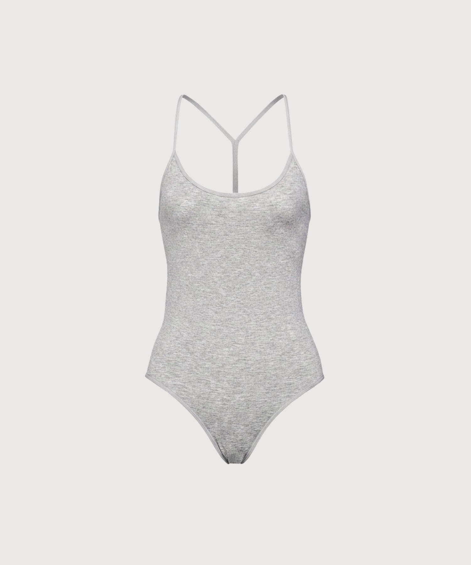 T-Back Seamless Cotton Bodysuit - Heather Grey