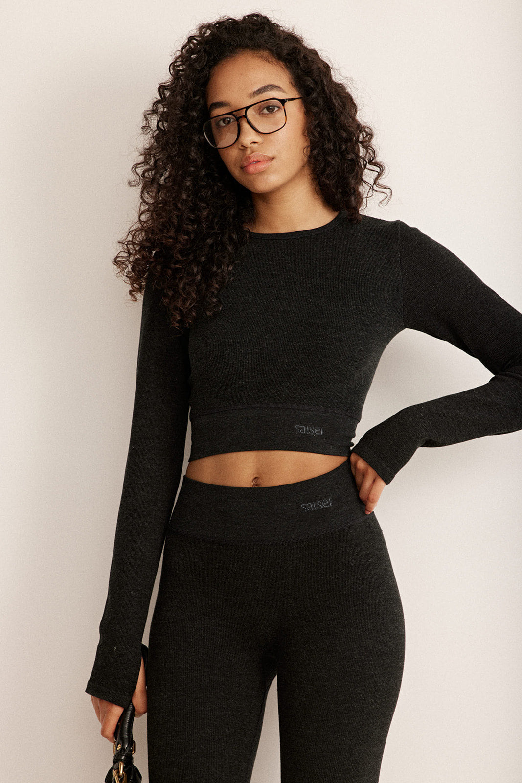 Luxe Mélange Cropped Long Sleeve Top