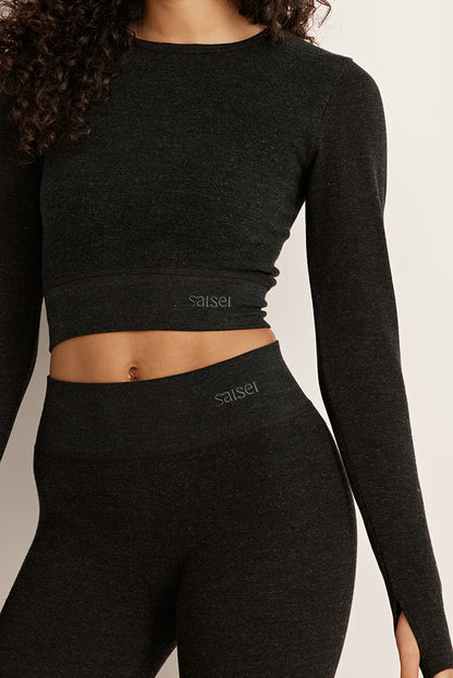 Luxe Mélange Cropped Long Sleeve Top